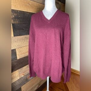 Club Room Burgundy Men’s 100% Cashmere V-Neck Sweater Size XXL